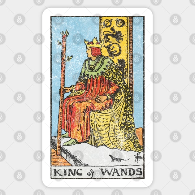 King of wands tarot card (distressed) Sticker by Nate's World of Tees